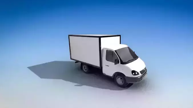GAZ-3302 Low Poly delivery truck on sky Low-poly 3D model