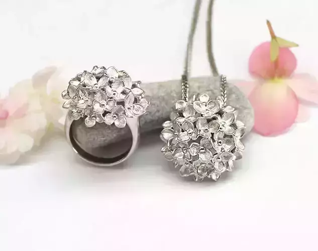 Jewelry set - Bouquet - Buy 3D models - pendant and ring 3D print model