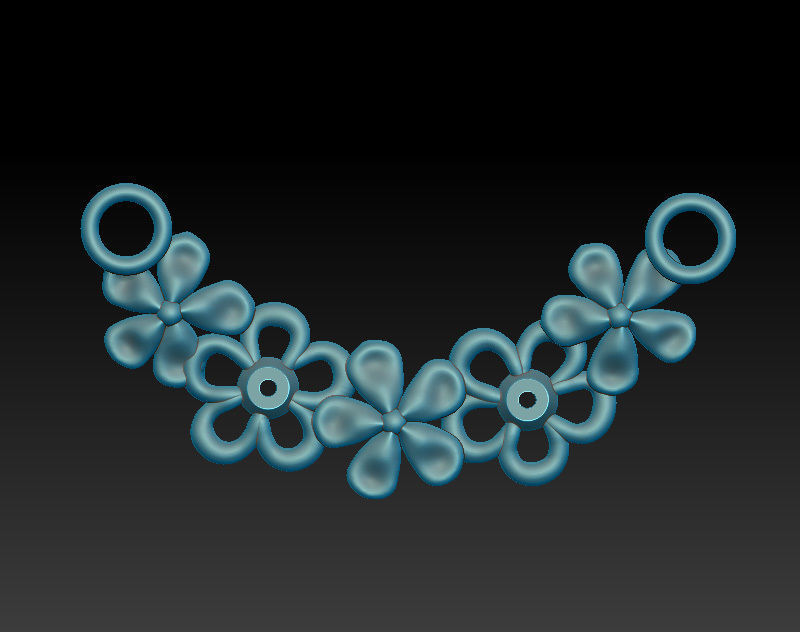 Jewelry pendant and earrings with flowers - stl and obj files 3D print model_8