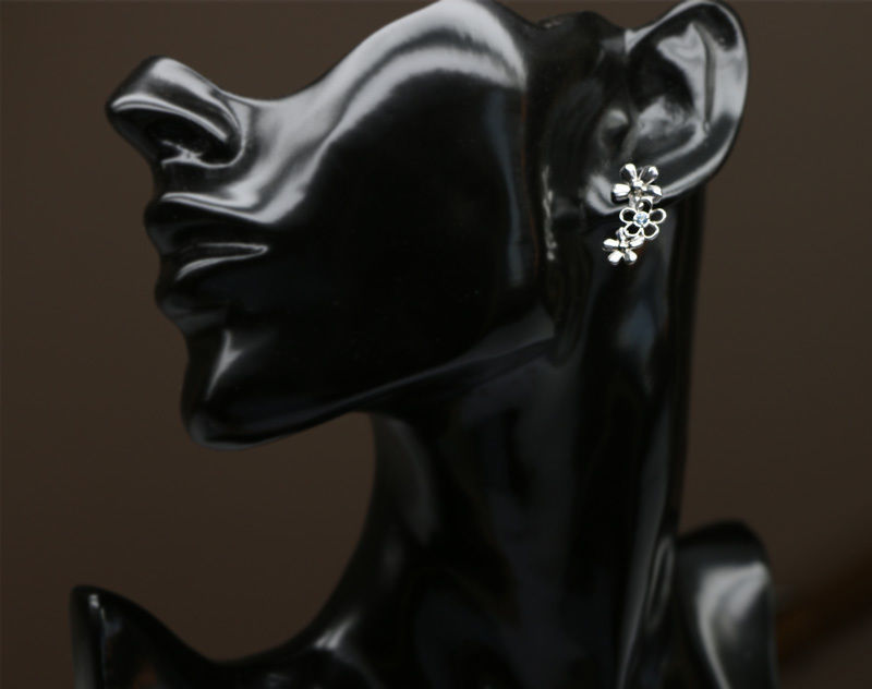 Jewelry pendant and earrings with flowers - stl and obj files 3D print model_6