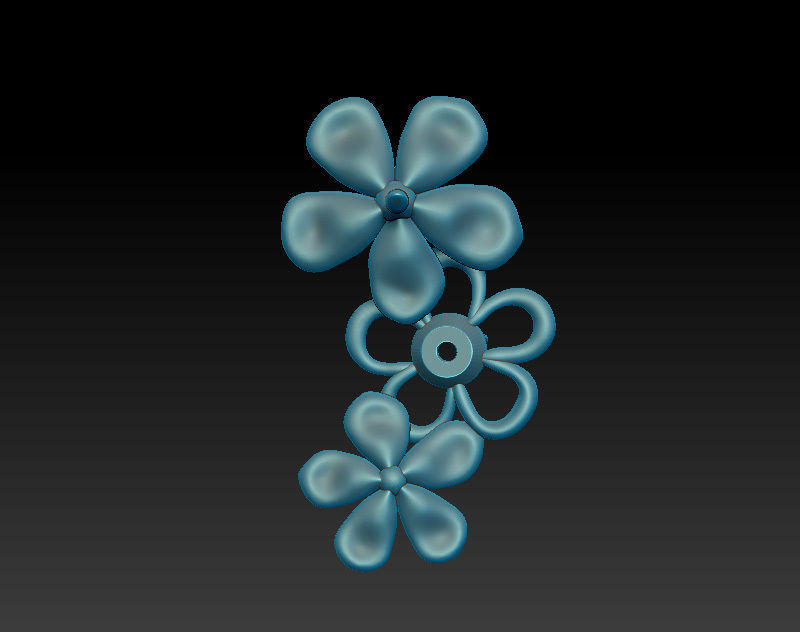 Jewelry pendant and earrings with flowers - stl and obj files 3D print model_12