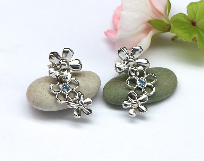 Jewelry pendant and earrings with flowers - stl and obj files 3D print model_3