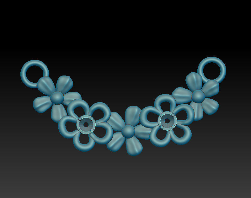 Jewelry pendant and earrings with flowers - stl and obj files 3D print model_7