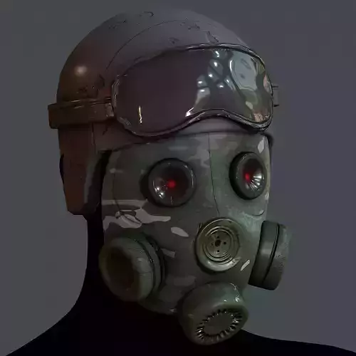 Gas mask helmet 3d model scifi Low-poly Low-poly 3D model