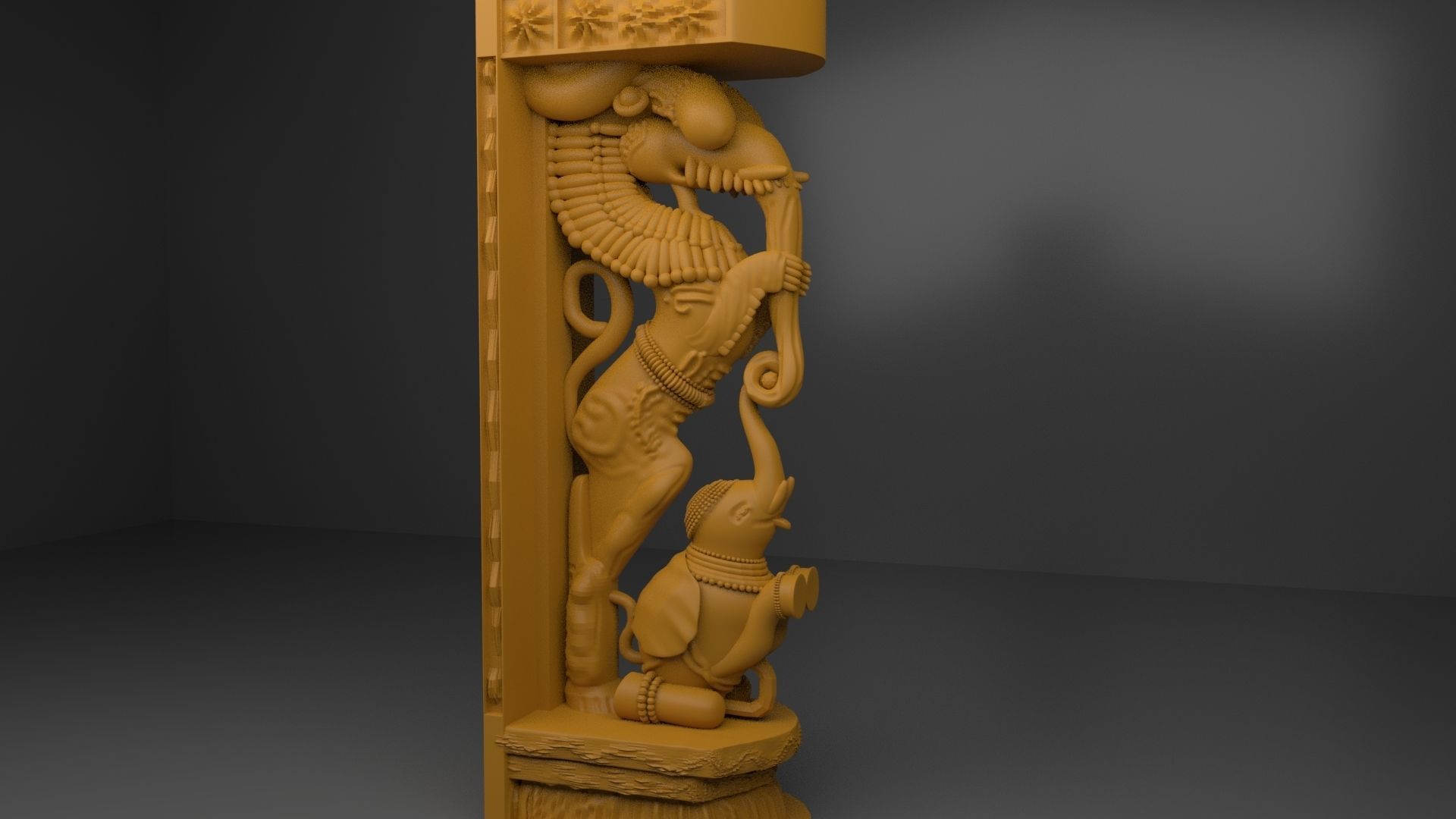 Yaali Vyala and pillar 3D model_2