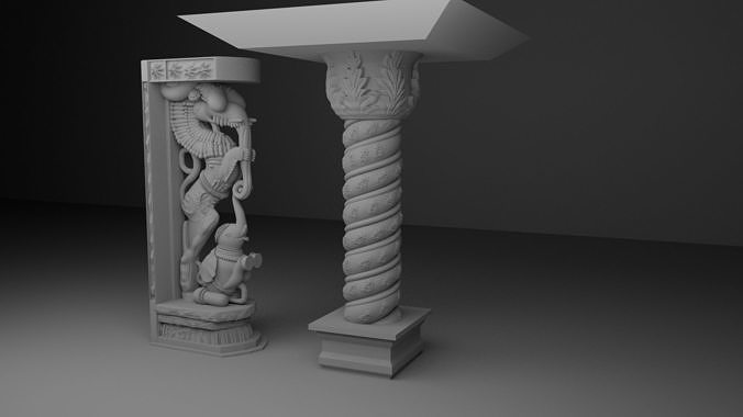 Yaali Vyala and pillar 3D model