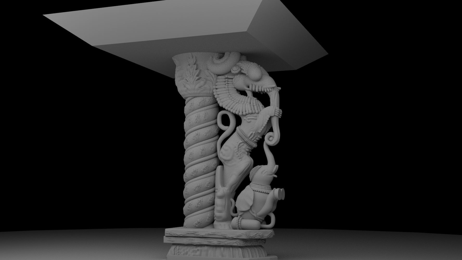 Yaali Vyala and pillar 3D model_4