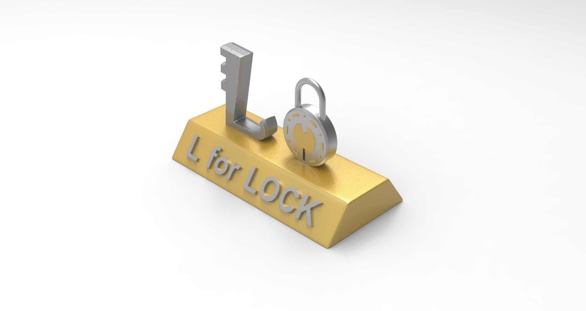 L for Lock 3D print model_3