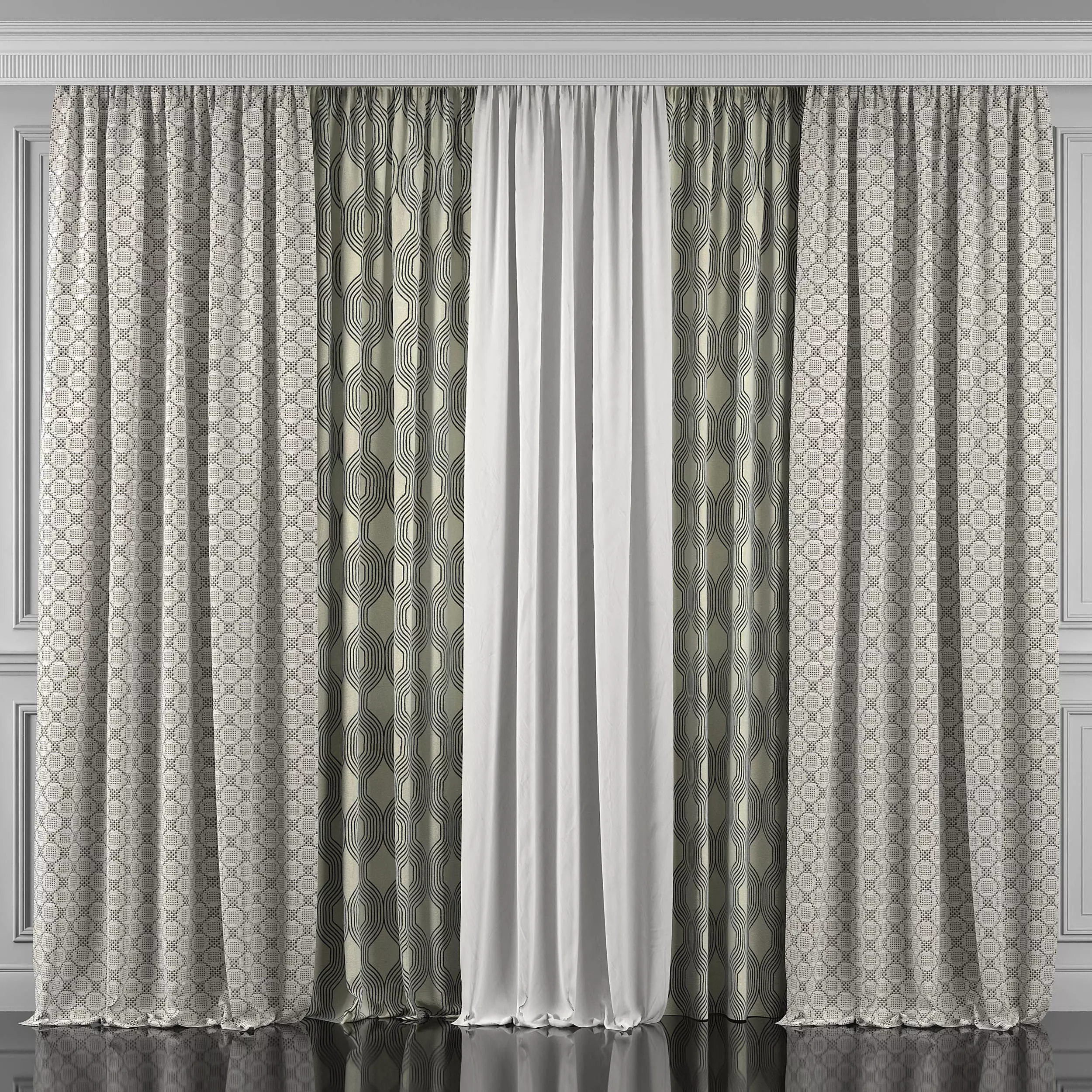 Curtain Set 351 3D model_0