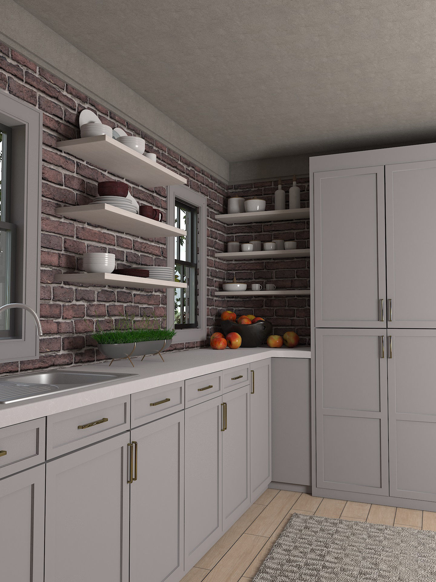 Brick Wall Kitchen 3D model_4