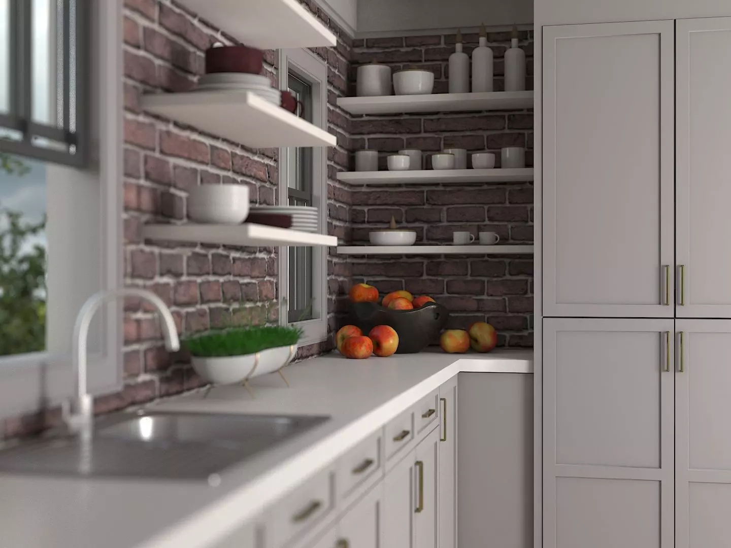 Brick Wall Kitchen 3D model_0