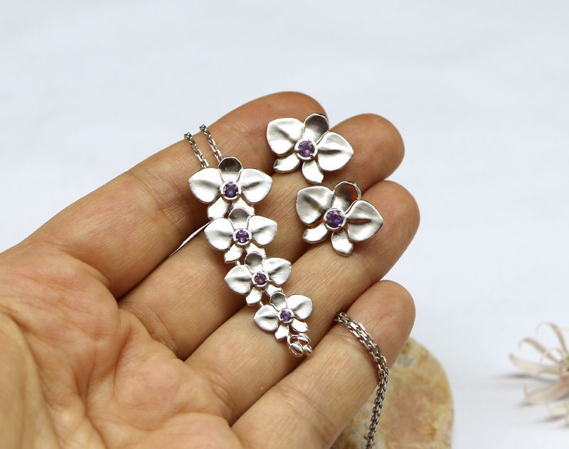 Set - Orchid 3D models to download - Ring - pendant - earrings 3D print model_2