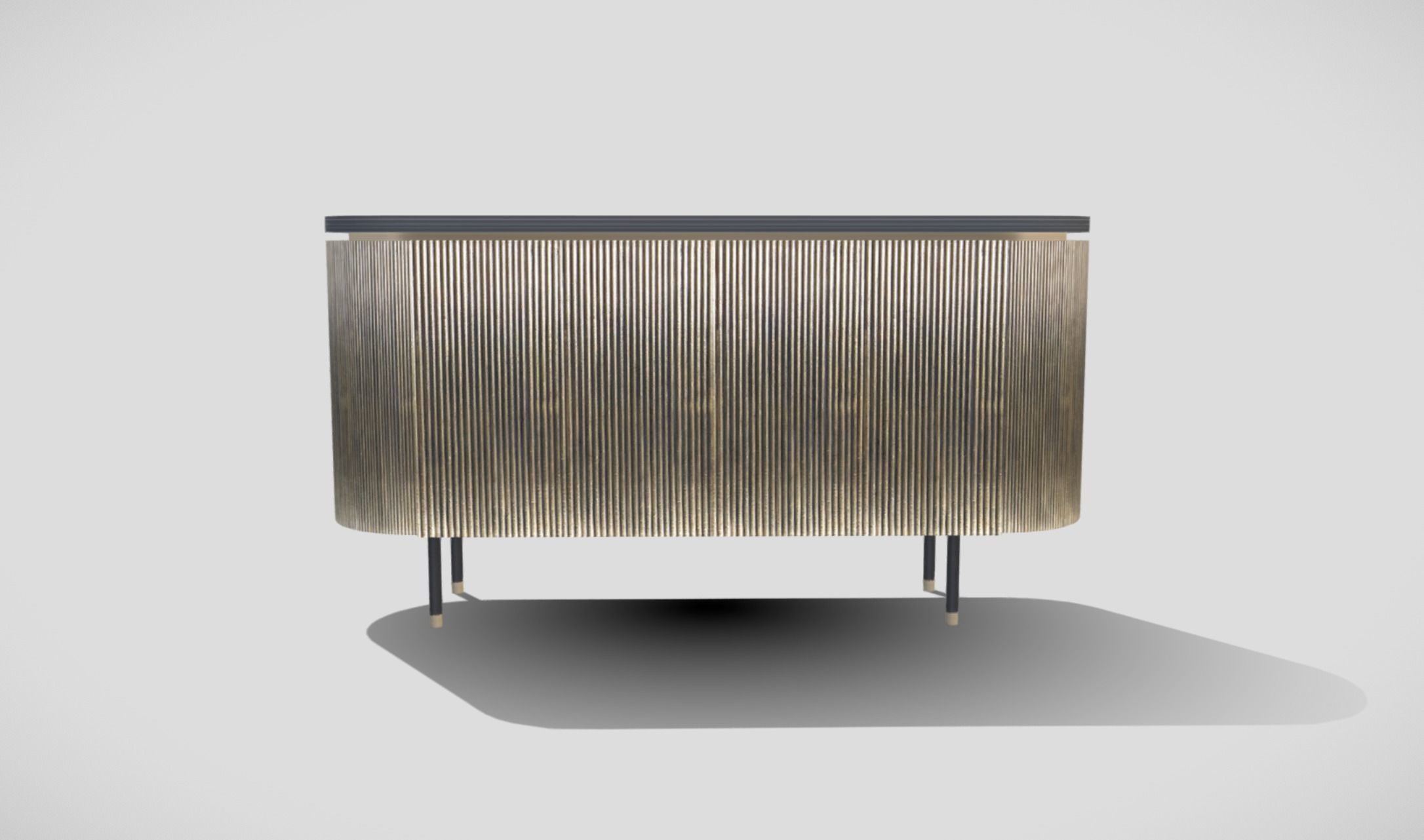 Contemporary buffet bar in golden iron with marble top in grey  3D model_4