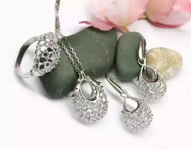 Set - Original dainty jewelry models with openwork pattern
