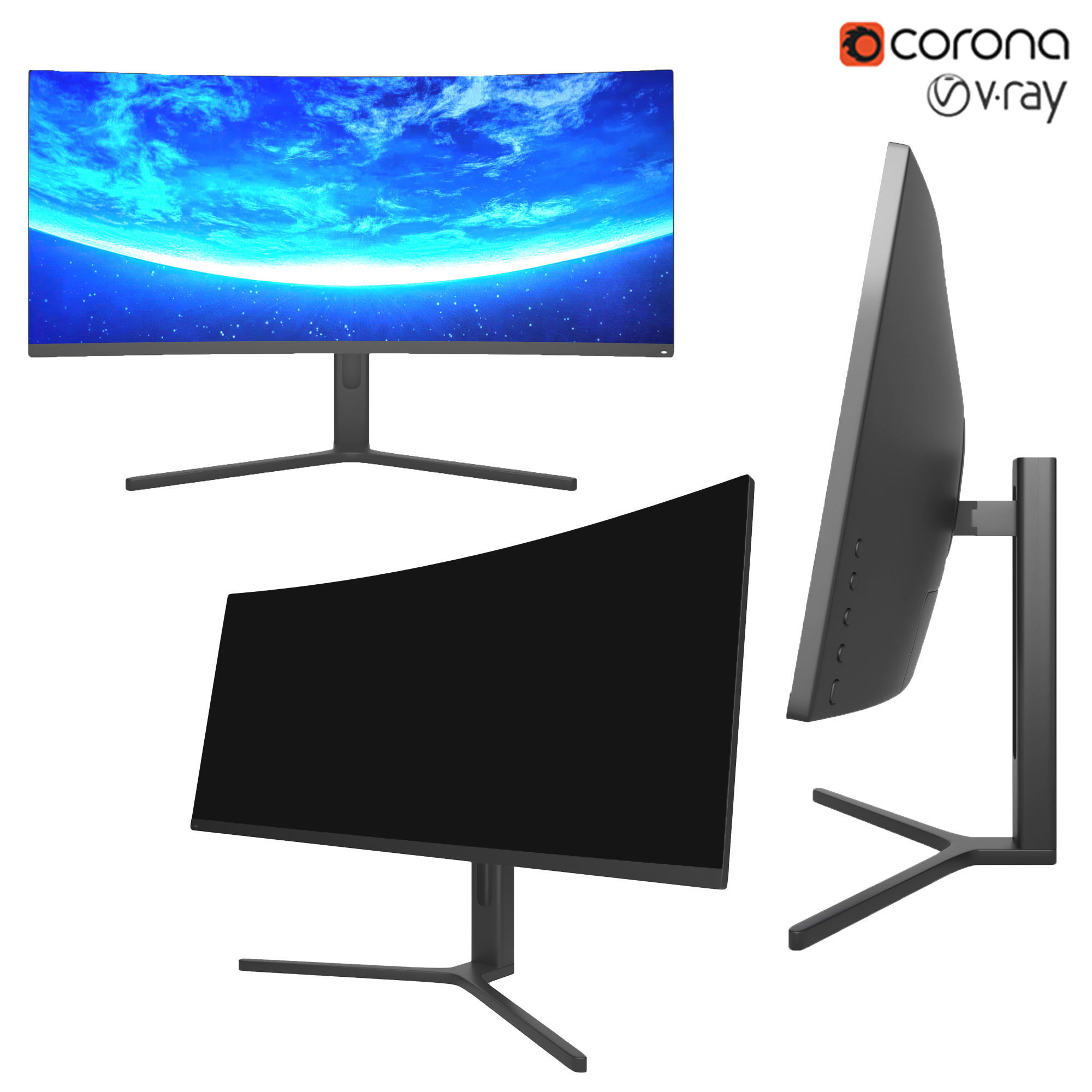 Monitor Xiaomi Mi Surface Display 34 3D model_1