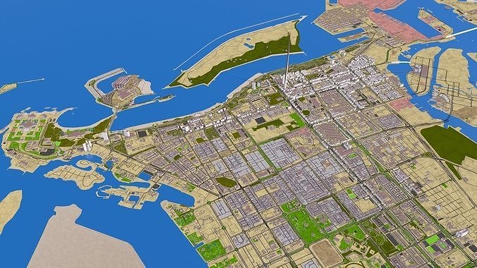 ABU DHABI 3D MODEL DEC 2020 Low-poly 3D model