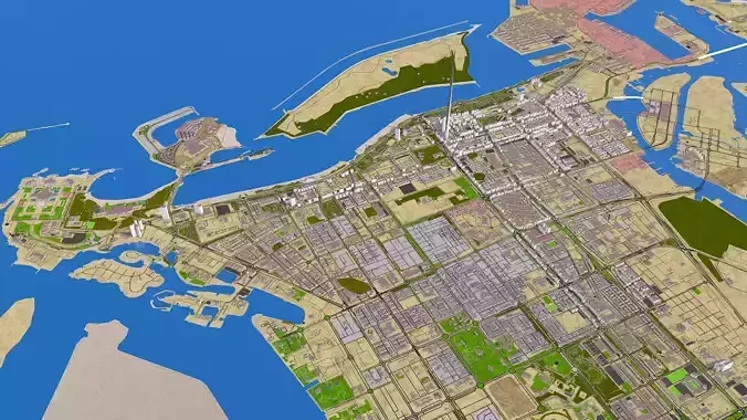 ABU DHABI 3D MODEL DEC 2020 Low-poly 3D model