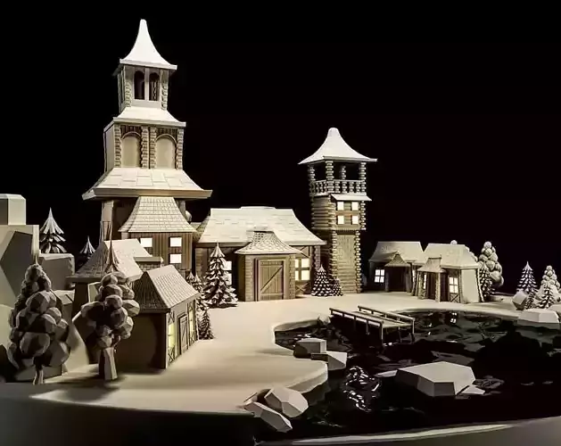 OLD TOWN Low-poly 3D model