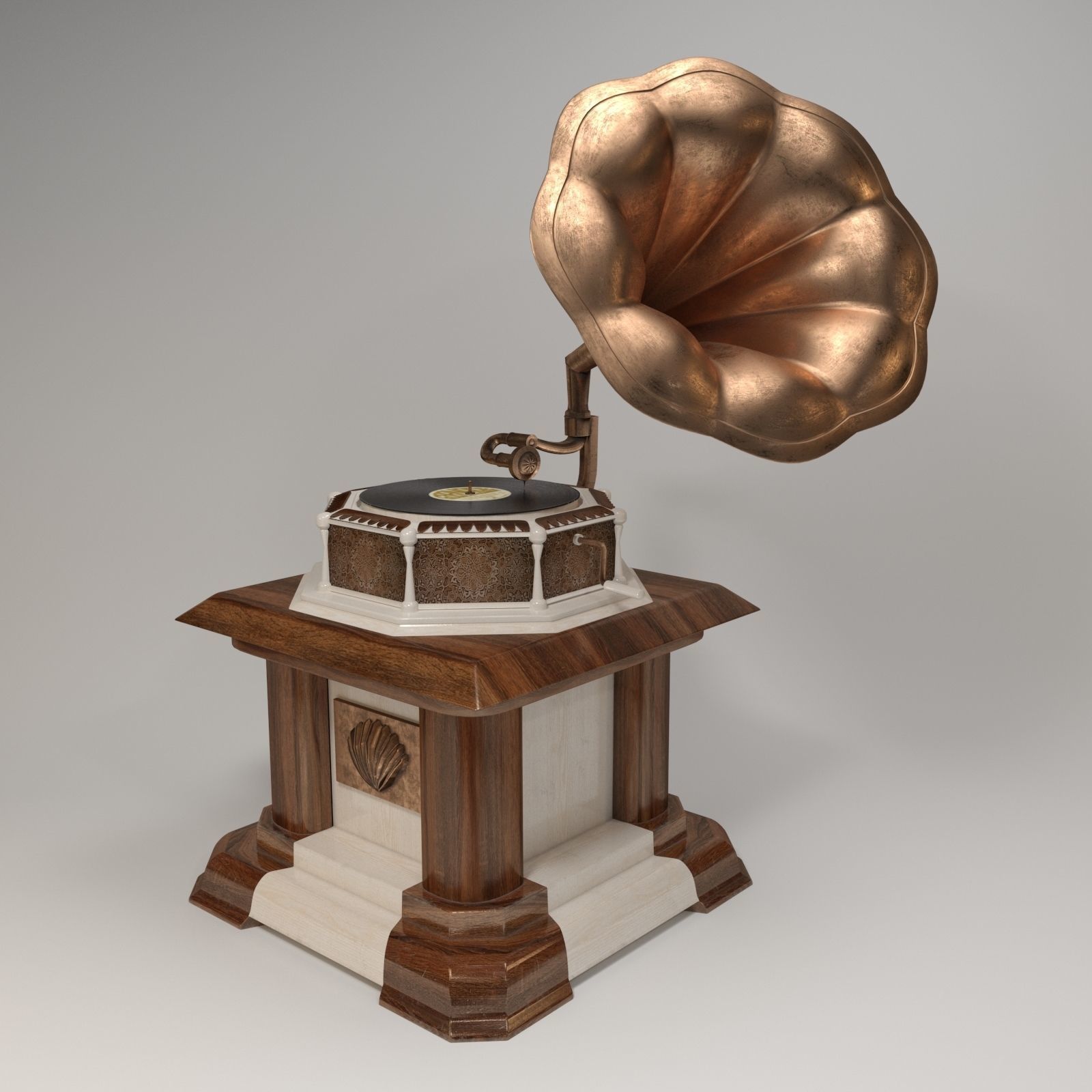 Phonograph gramophone 3D model_1