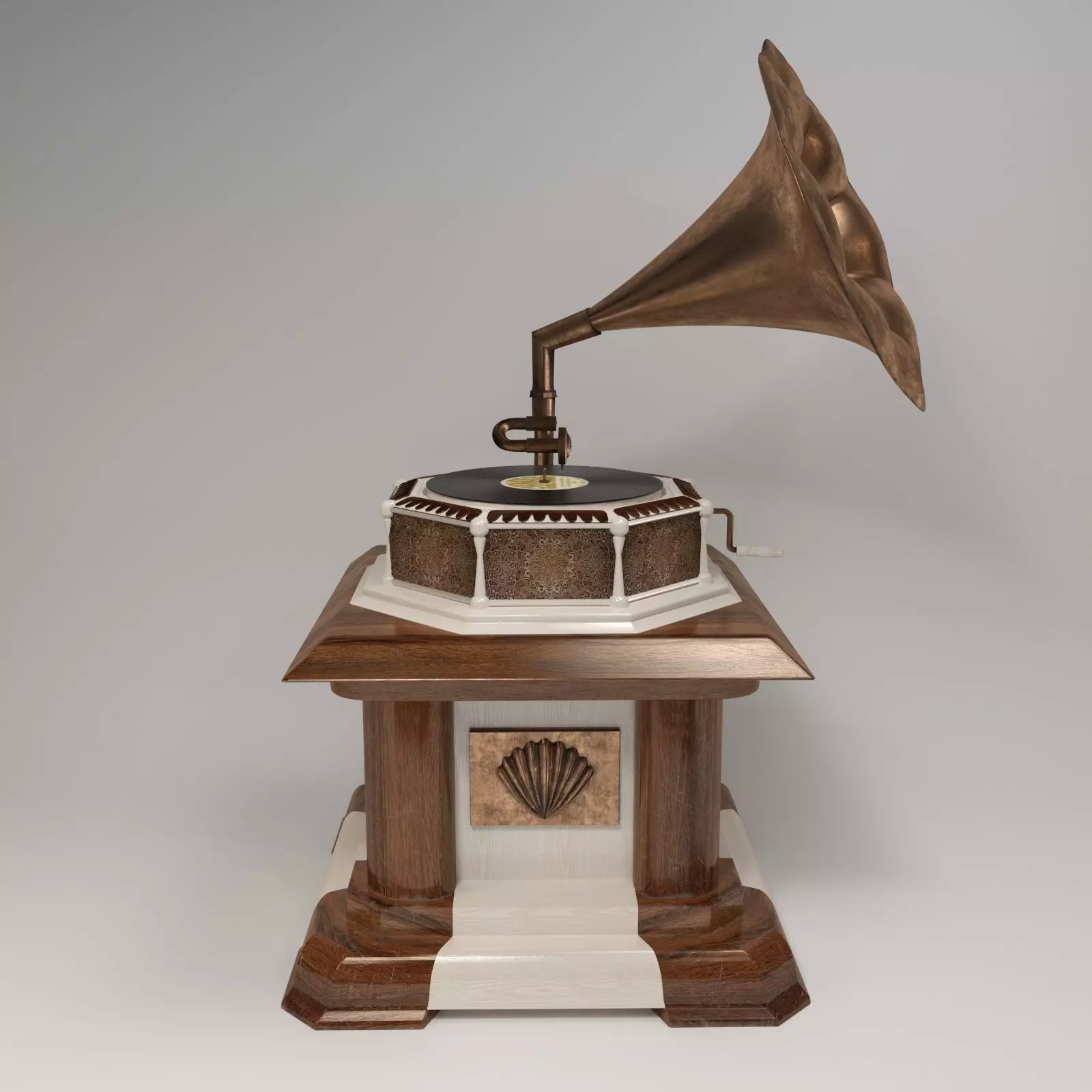 Phonograph gramophone 3D model_0