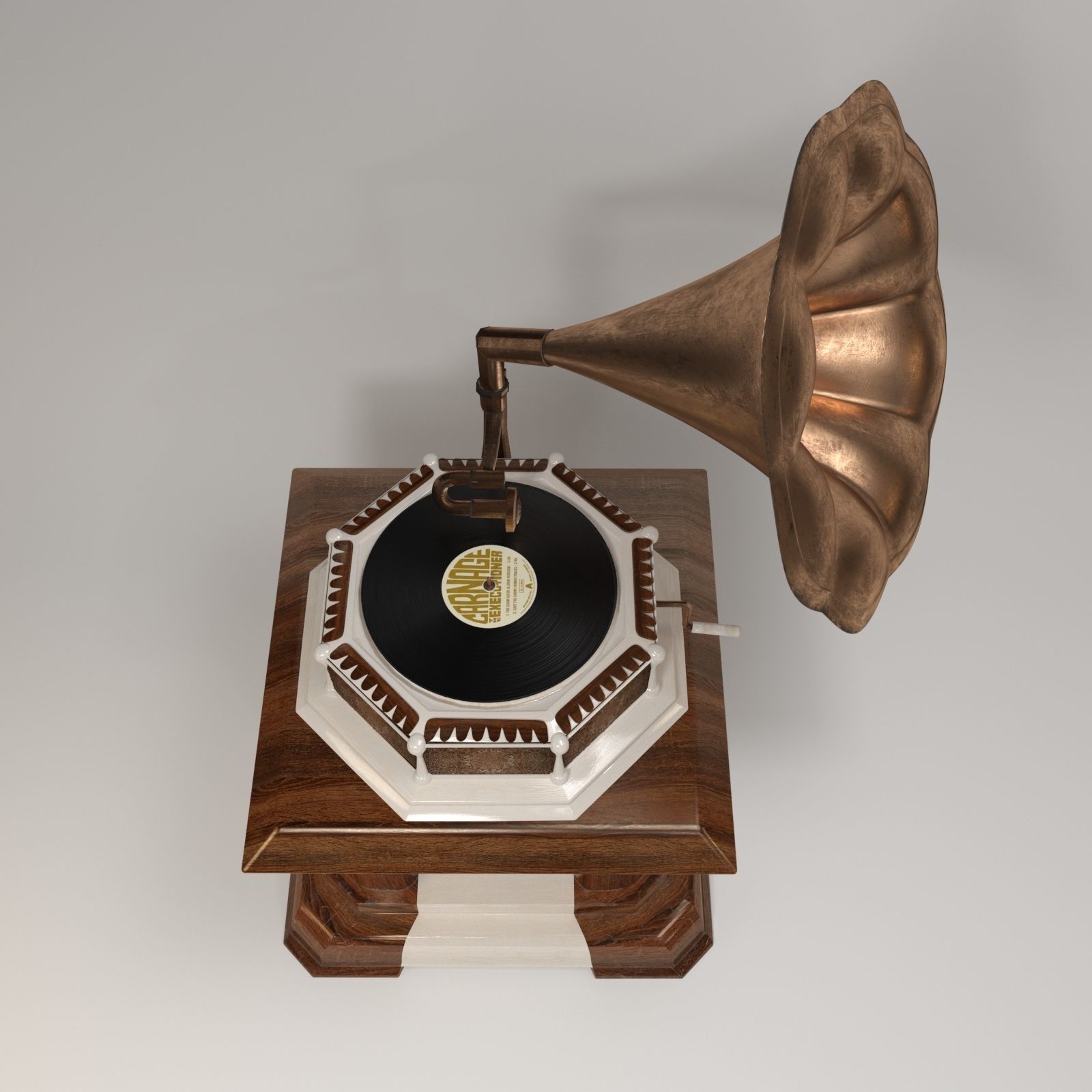 Phonograph gramophone 3D model_3