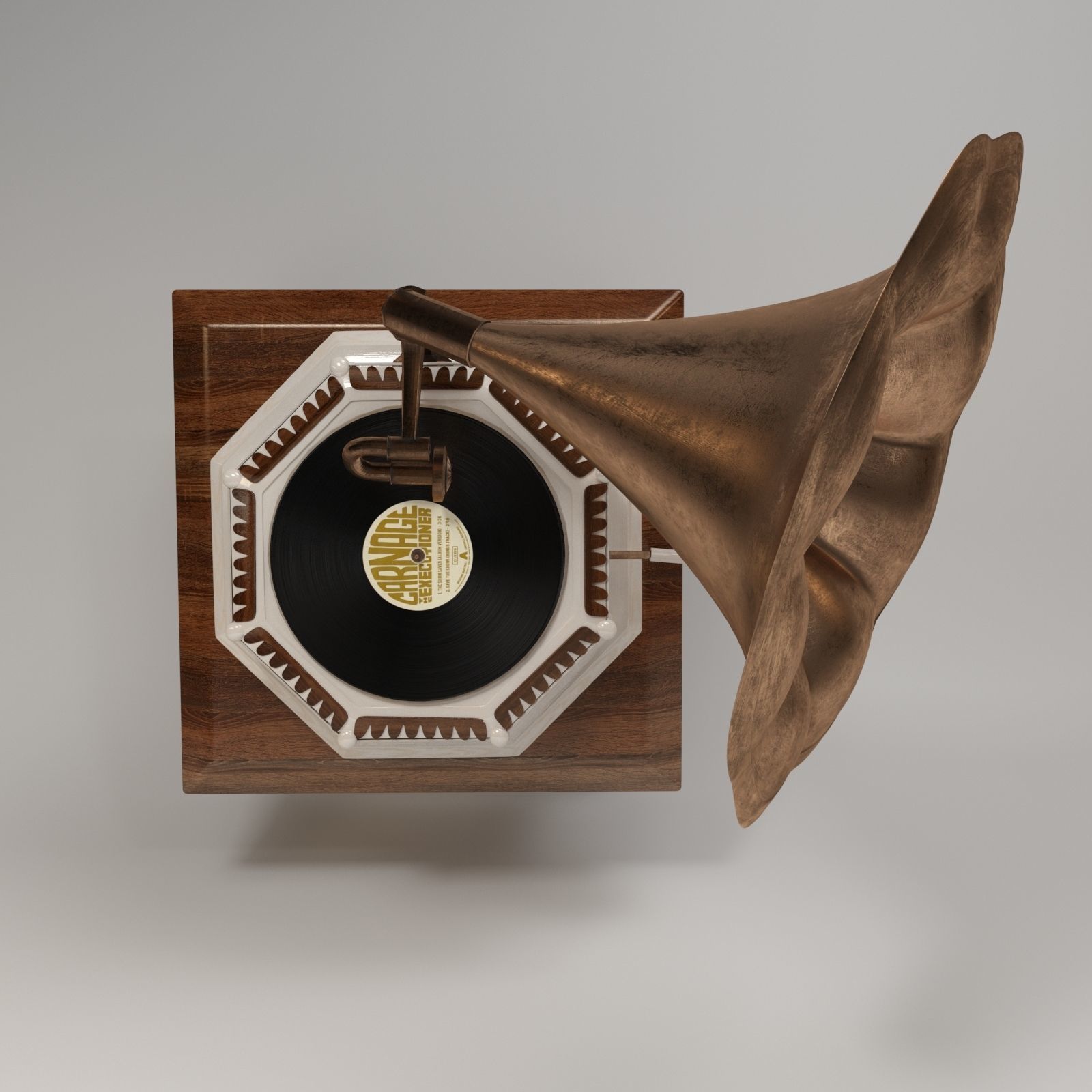 Phonograph gramophone 3D model_4