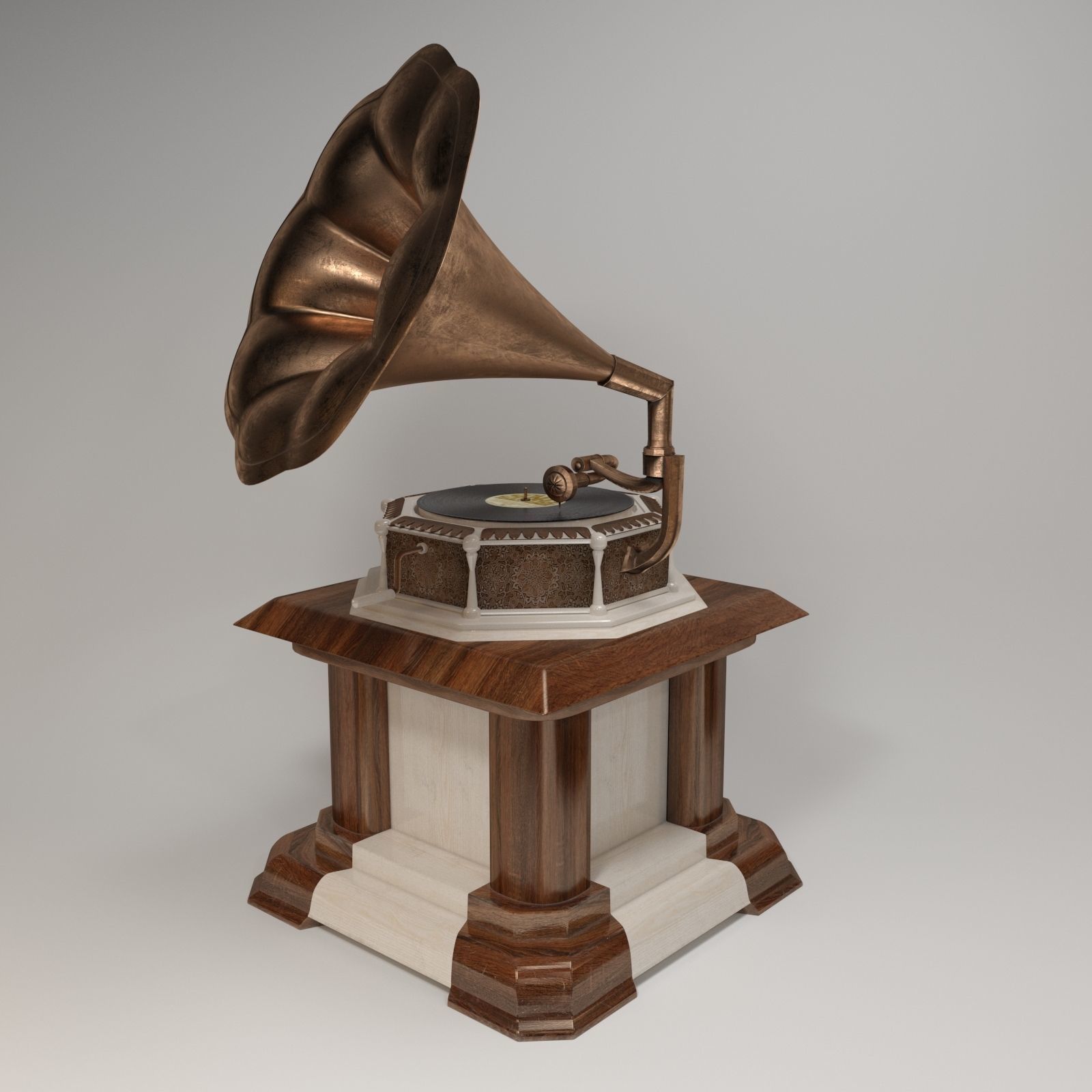 Phonograph gramophone 3D model_2