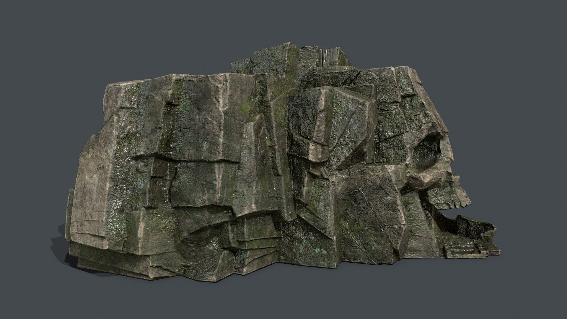 Skull Rock Low-poly 3D model_3