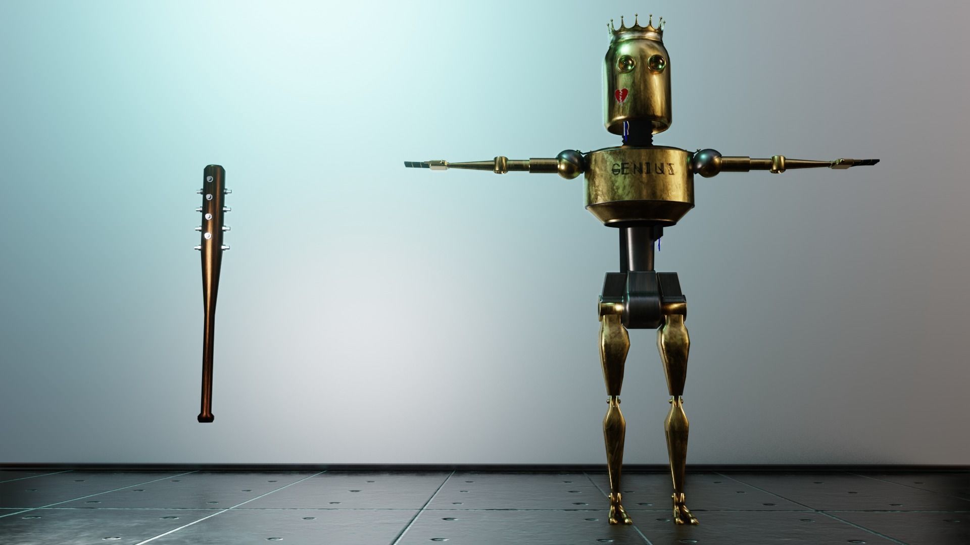 Old Cyberpunk Robot  Low-poly 3D model_3
