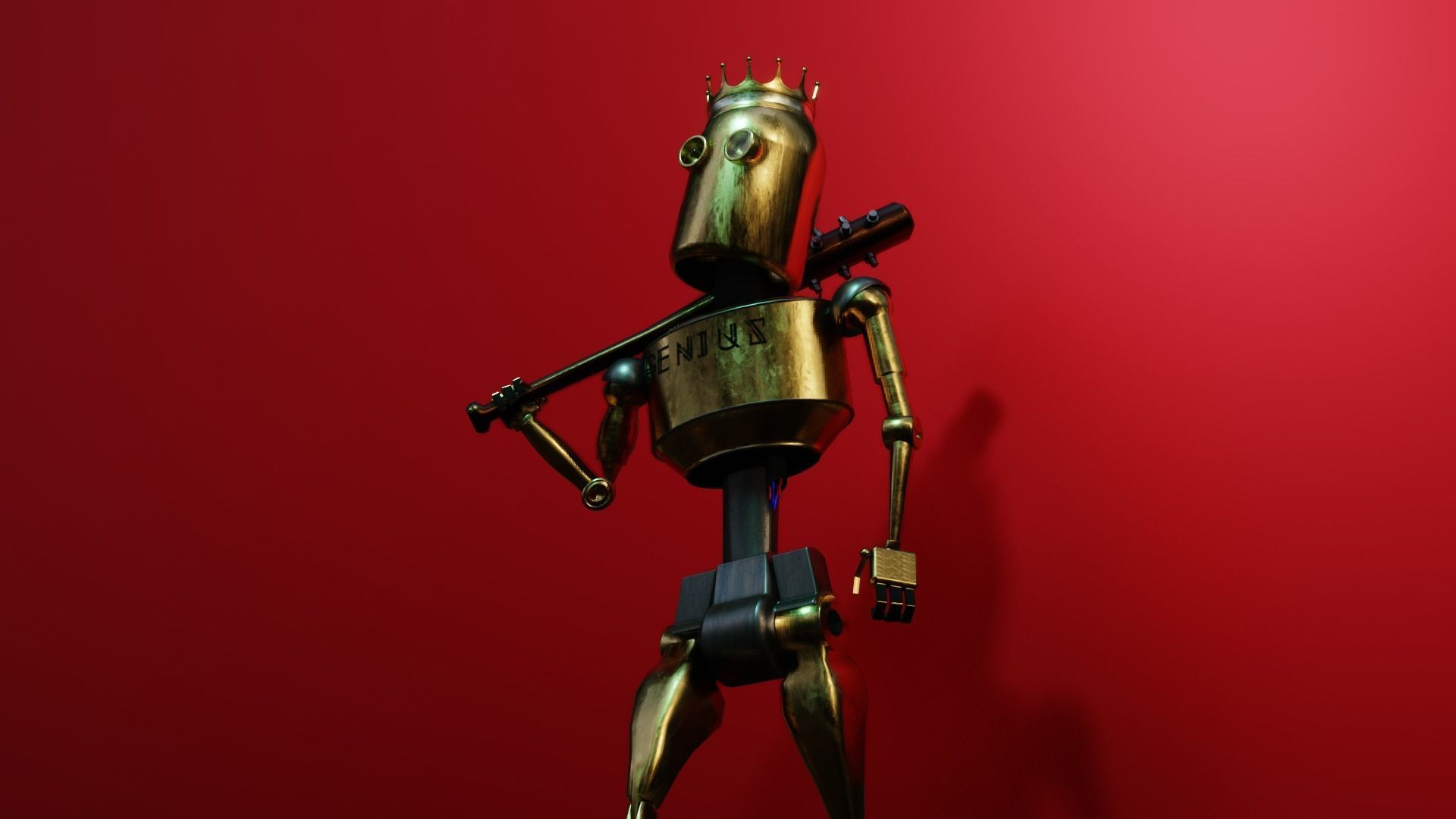 Old Cyberpunk Robot  Low-poly 3D model_1