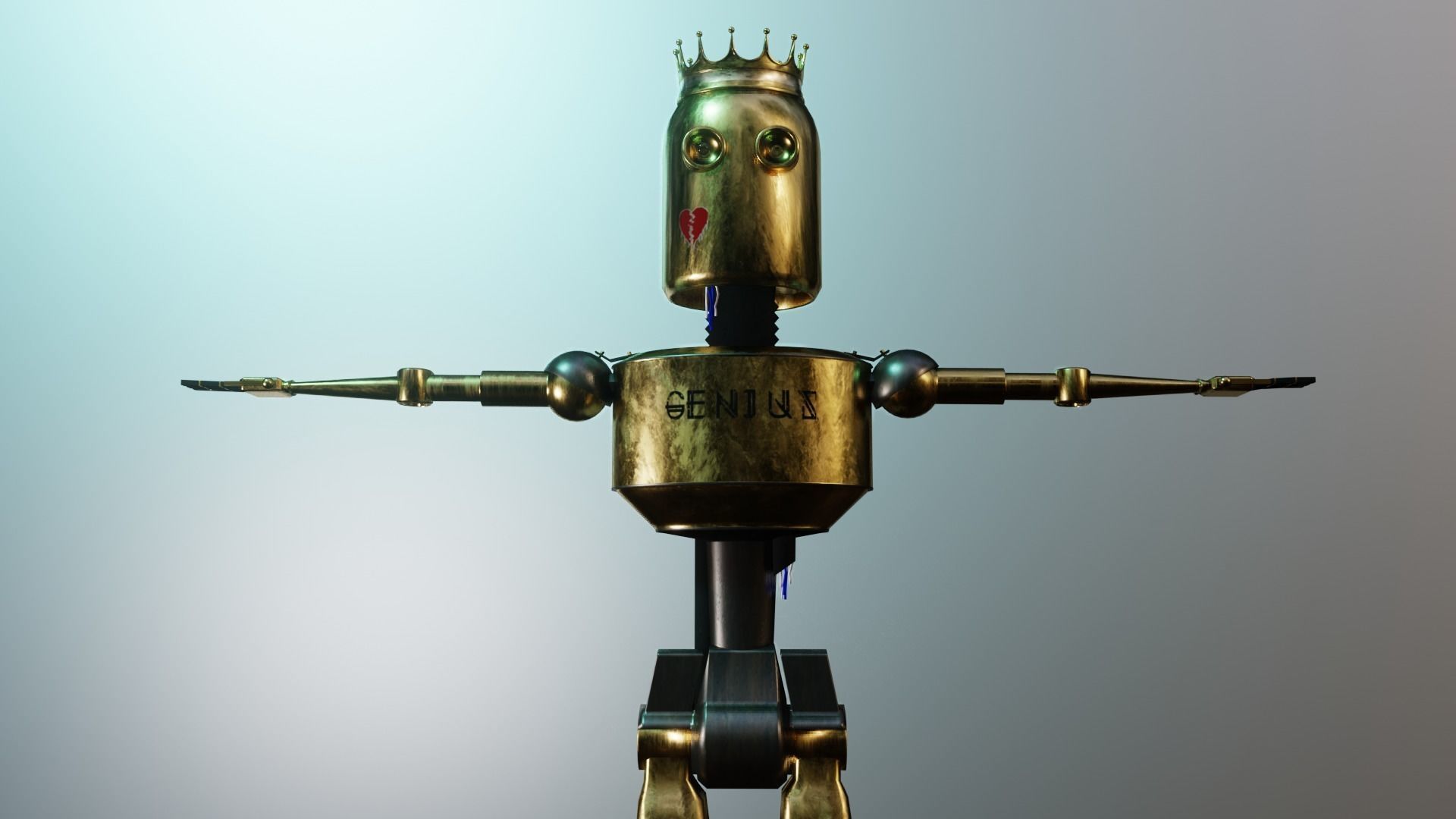 Old Cyberpunk Robot  Low-poly 3D model_5