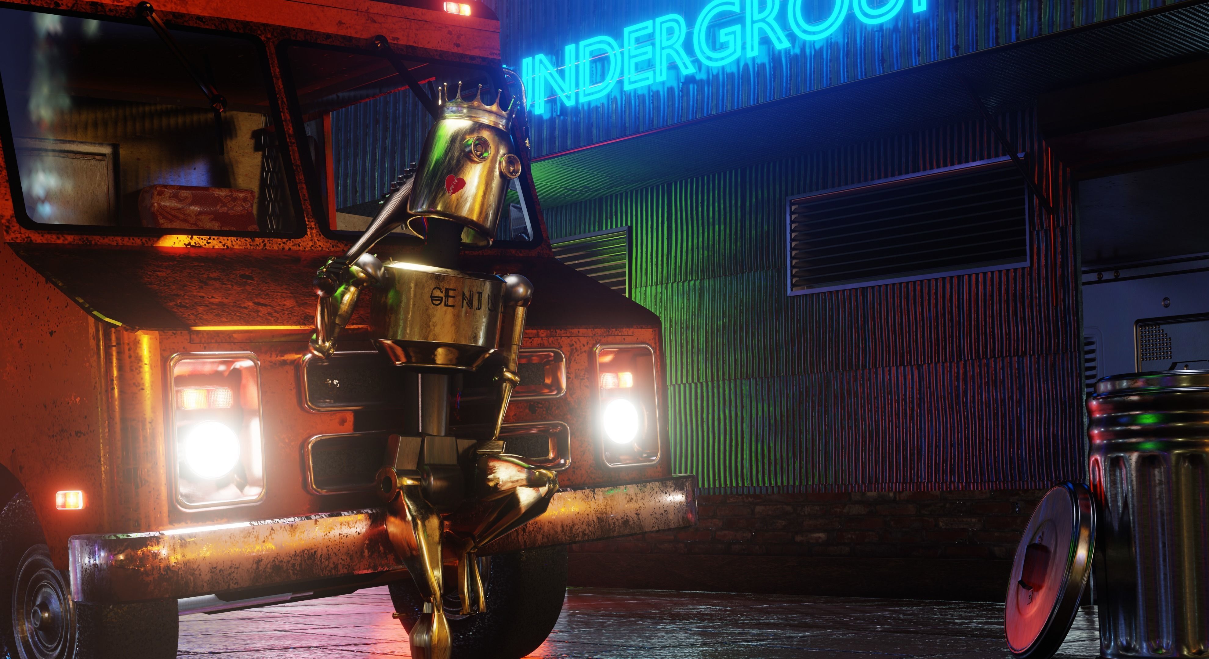 Old Cyberpunk Robot  Low-poly 3D model_2
