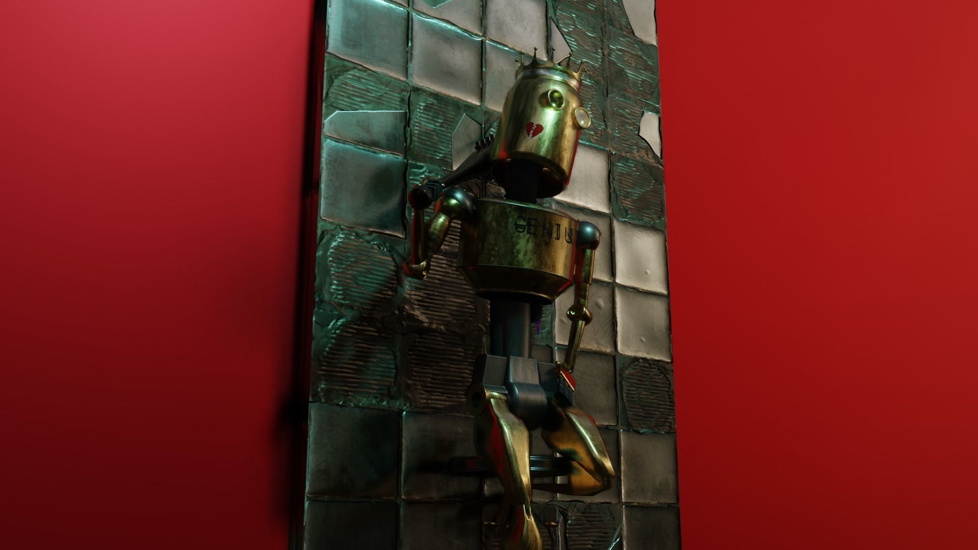 Old Cyberpunk Robot  Low-poly 3D model_4