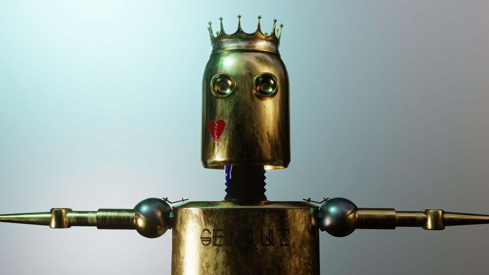 Old Cyberpunk Robot  Low-poly 3D model_6