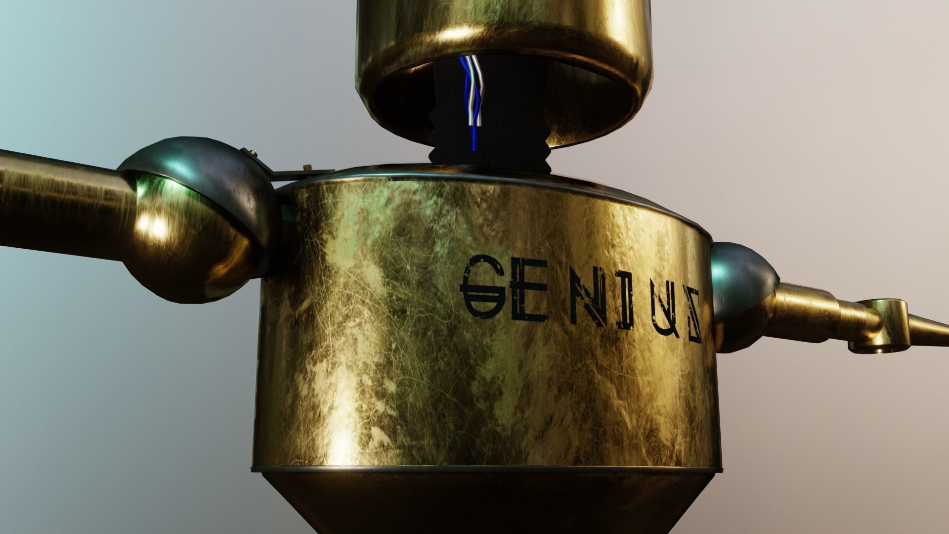 Old Cyberpunk Robot  Low-poly 3D model_8