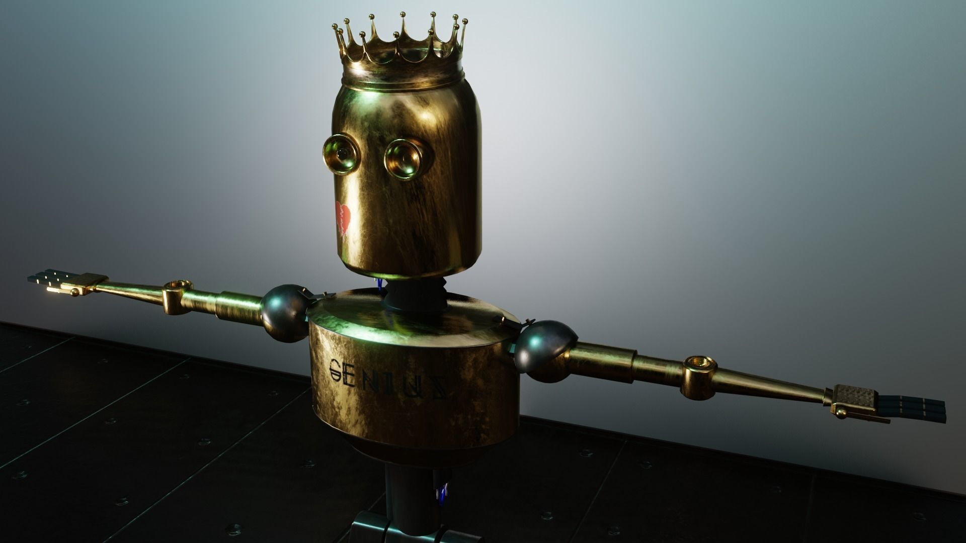 Old Cyberpunk Robot  Low-poly 3D model_11