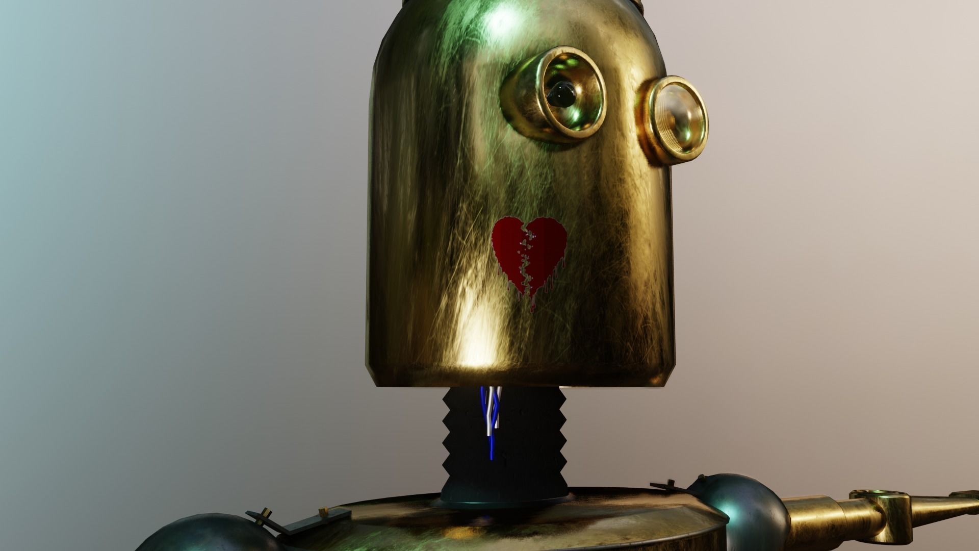 Old Cyberpunk Robot  Low-poly 3D model_9