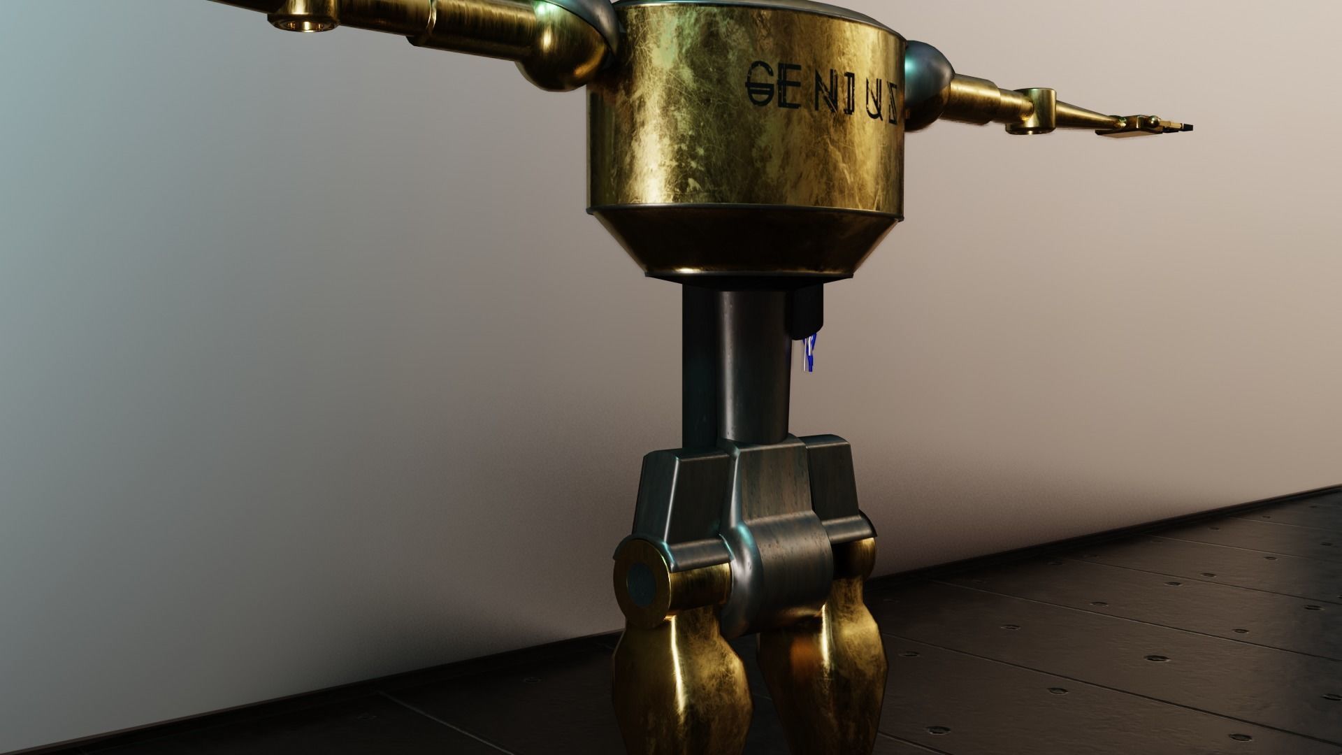Old Cyberpunk Robot  Low-poly 3D model_16