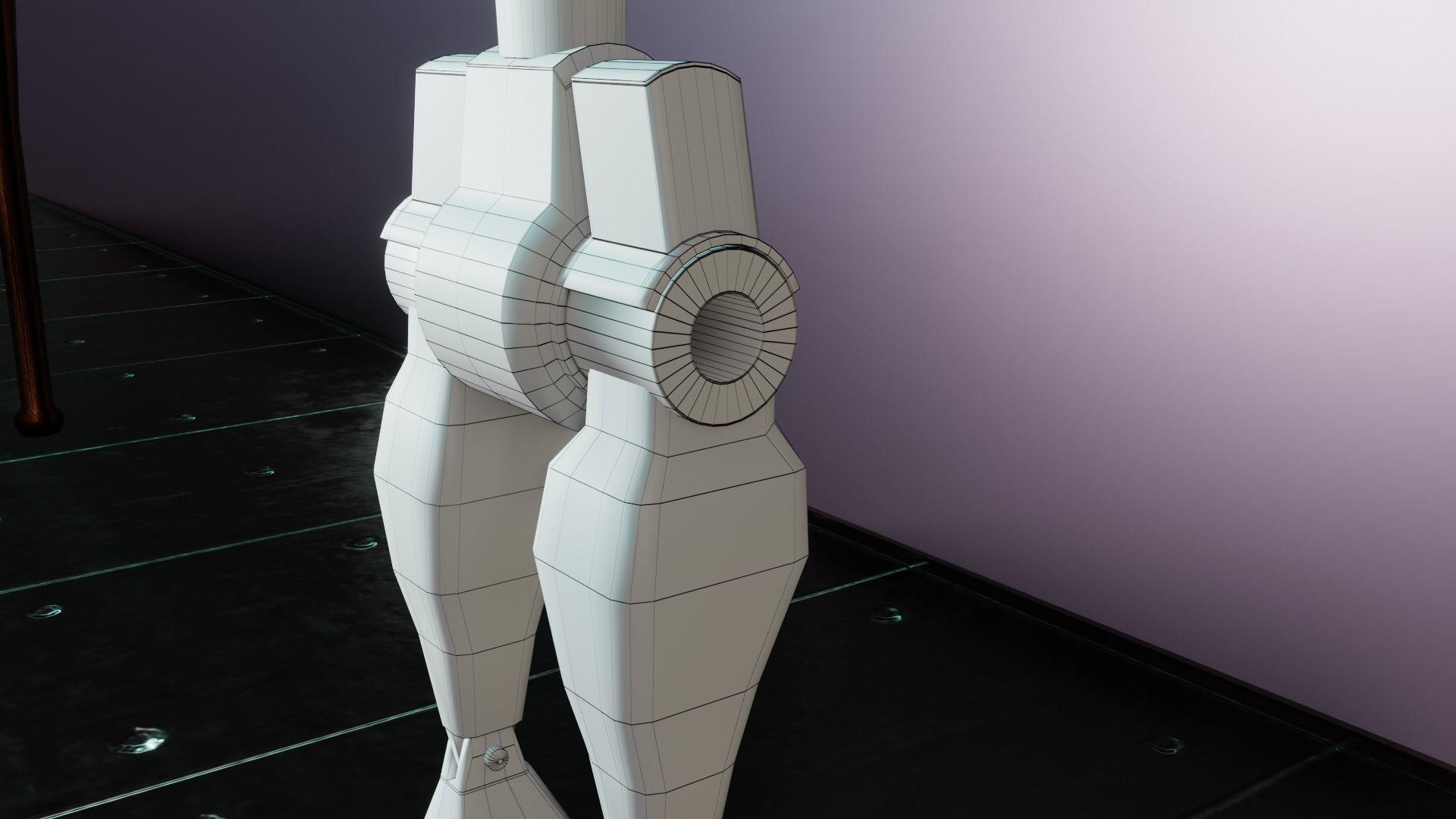 Old Cyberpunk Robot  Low-poly 3D model_32