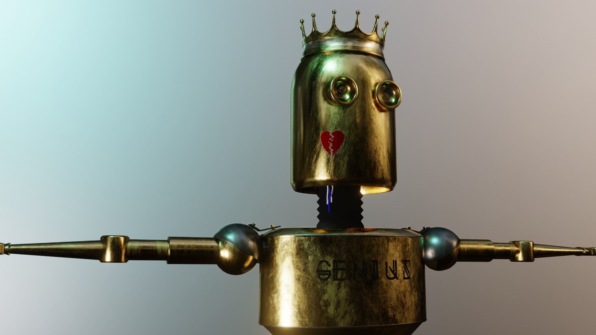 Old Cyberpunk Robot  Low-poly 3D model_7
