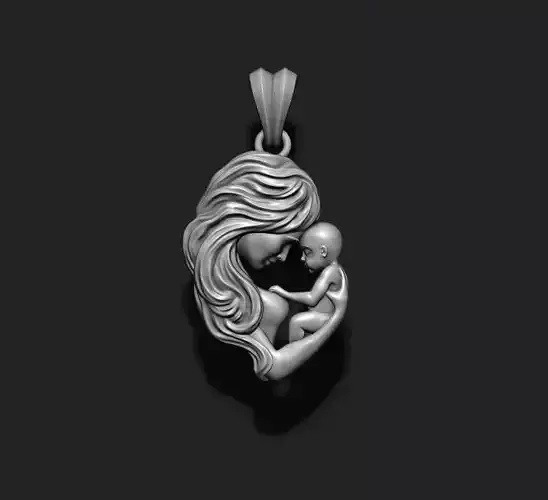 Mother with baby pendant 3D print model