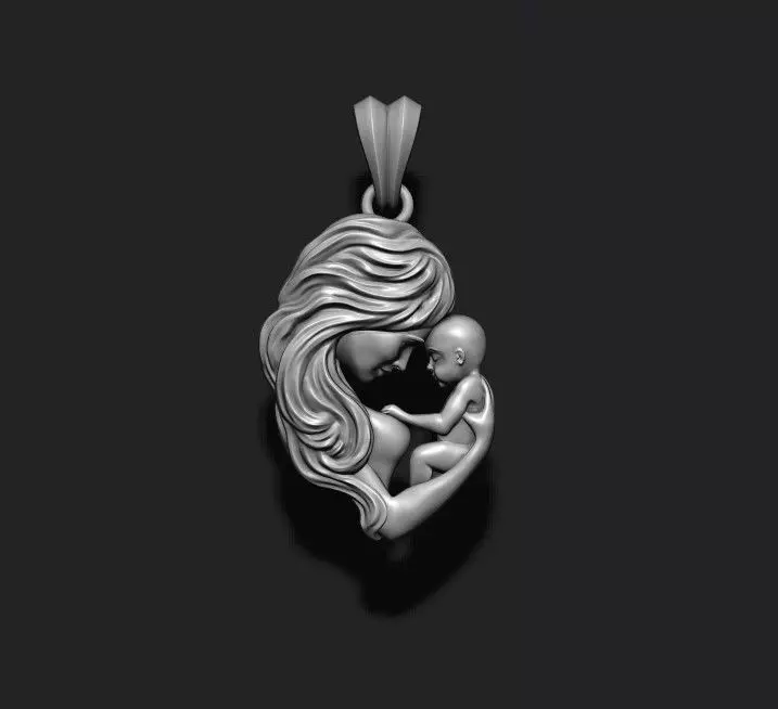 Mother with baby pendant 3D print model_0