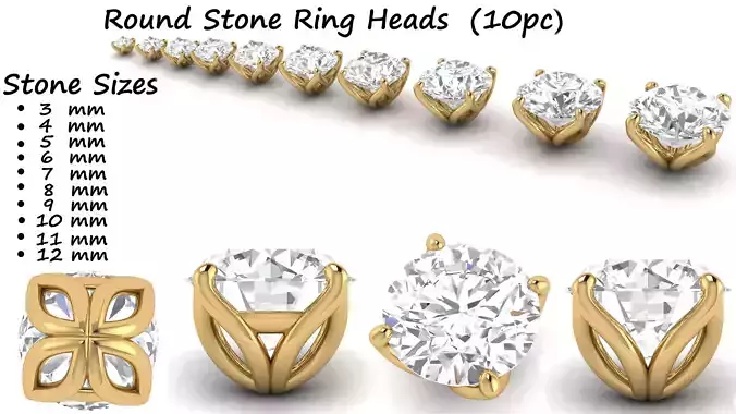 Ring Heads Type 8 - 10pc 3D print model
