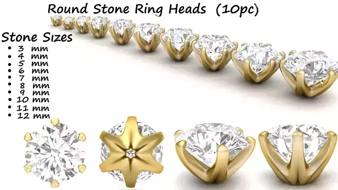 Ring Heads Type 9 - 10pc 3D print model