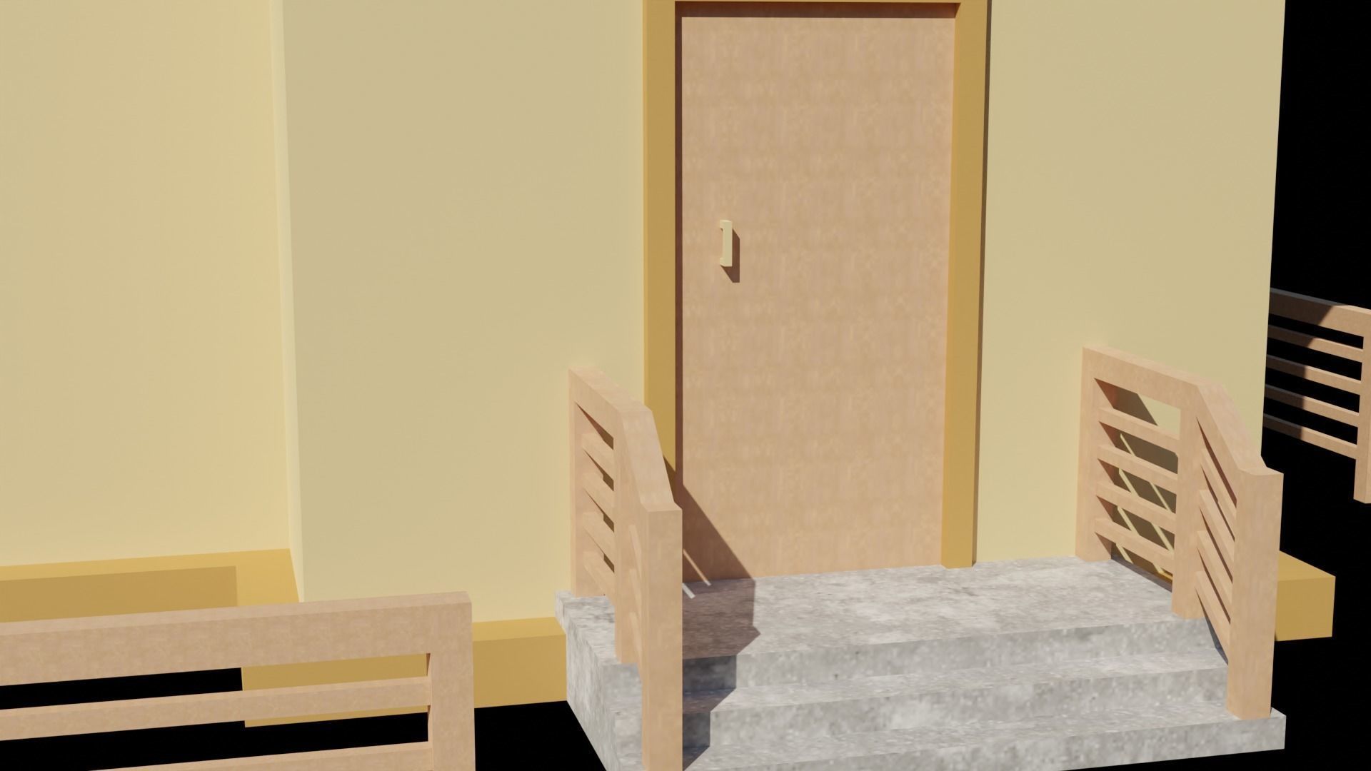 low poly house with wooden fence Low-poly 3D model_8