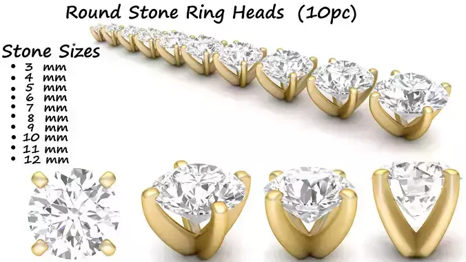 Ring Heads Type 10 - 10pc 3D print model