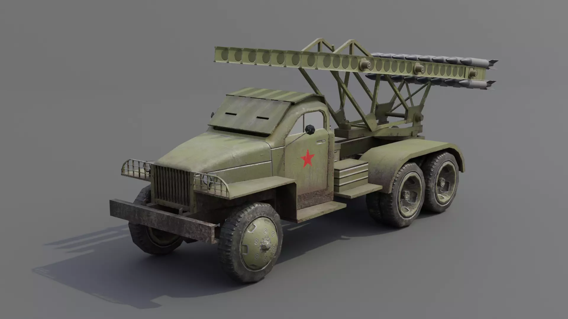 BM 13N Katyusha Multiple Rocket  Artillery Low-poly 3D model_0