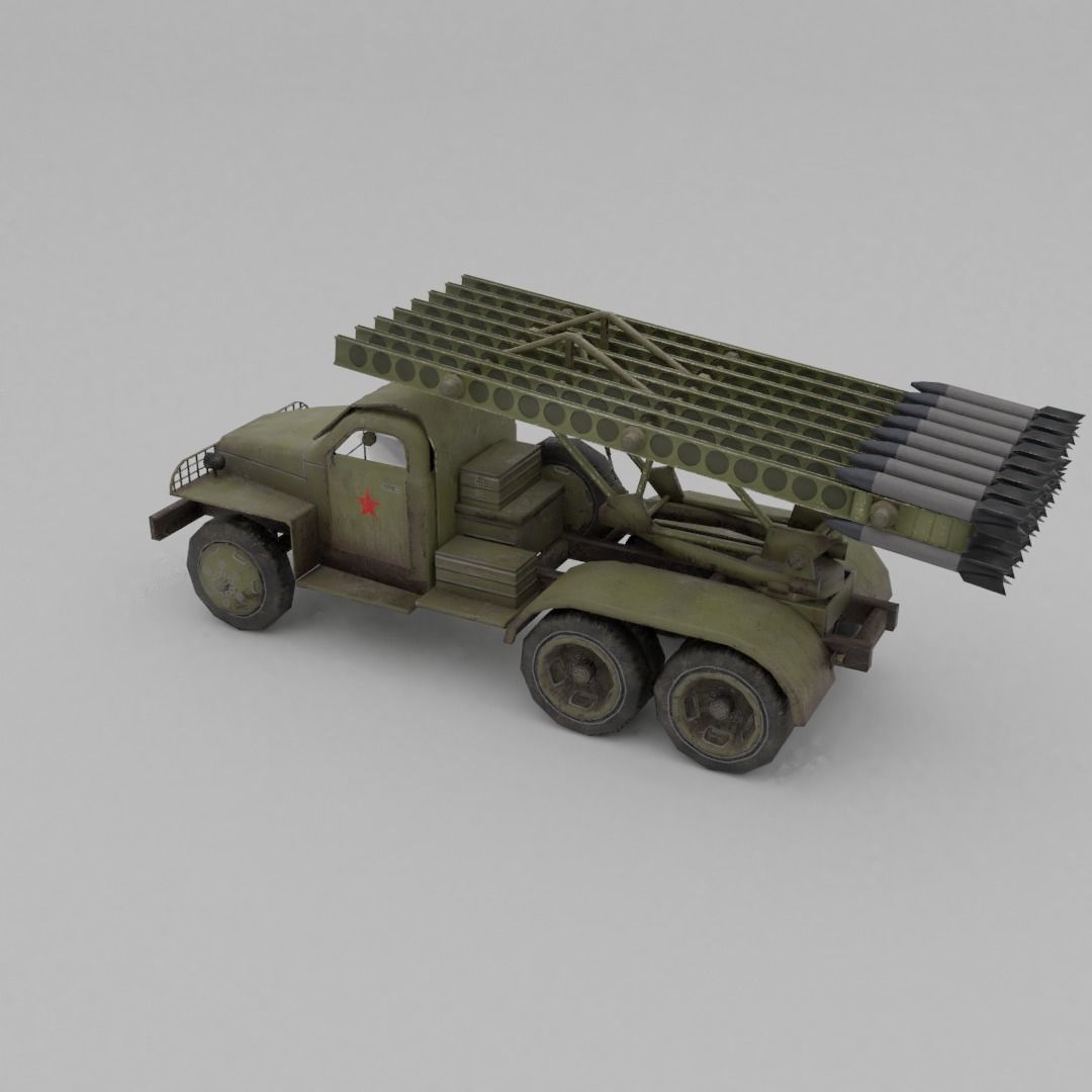 BM 13N Katyusha Multiple Rocket  Artillery Low-poly 3D model_30