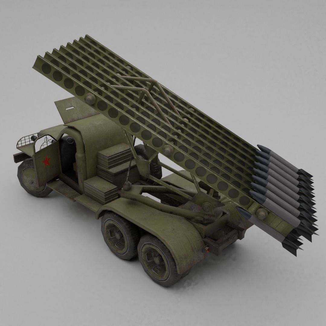 BM 13N Katyusha Multiple Rocket  Artillery Low-poly 3D model_9