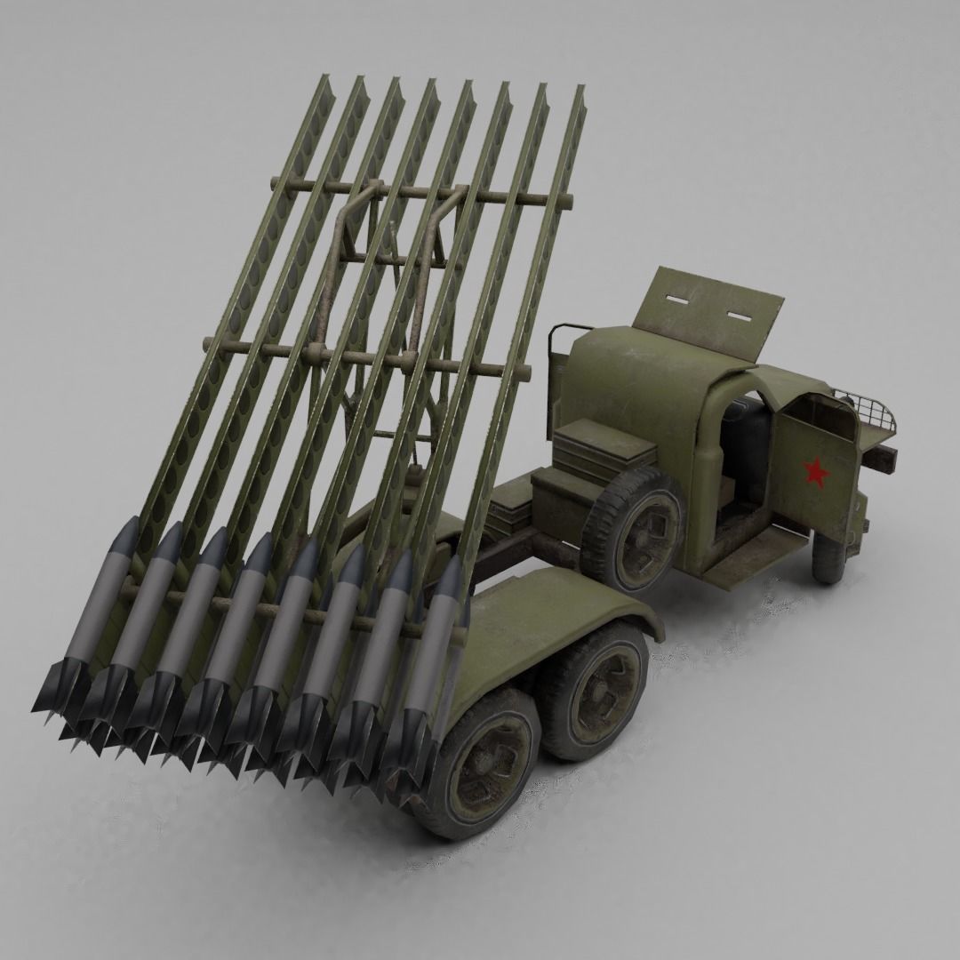 BM 13N Katyusha Multiple Rocket  Artillery Low-poly 3D model_7